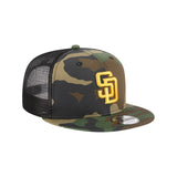 San Diego Padres Woodland Camo 9FIFTY Snapback Trucker Hat ( WHY DRAFT? )