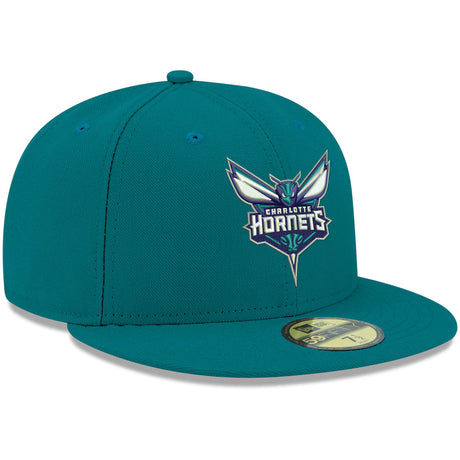 Teal Charlotte Hornets 59FIFTY fitted hat featuring the team logo on the front, perfect for fans and collectors.