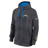 Los Angeles Chargers Nike Anthracite Primetime Club Full-Zip Hoodie