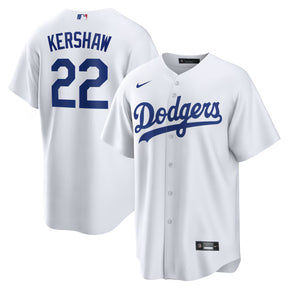 Los Angeles Dodgers Clayton Kershaw Nike home replica jersey featuring team colors and player name and number.