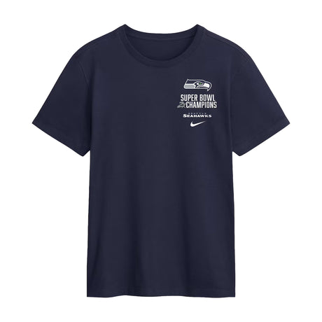Seattle Seahawks Two-Time Super Bowl Champions Downtown Ring Club Navy T-Shirt