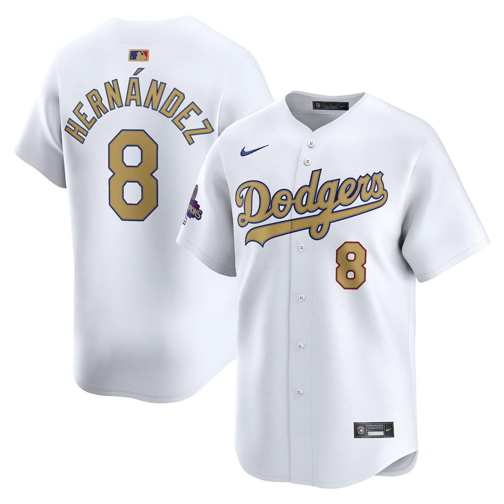 Los Angeles Dodgers Enrique Hernández Nike White 2025 Gold Collection Limited Jersey