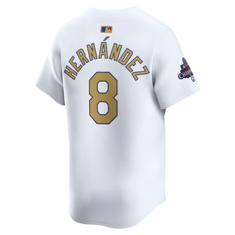 Los Angeles Dodgers Enrique Hernández Nike White 2025 Gold Collection Limited Jersey