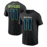Black Seattle Seahawks T-shirt featuring Jaxon Smith-Njigba's name and number 11 on the back, with team logo on the front.