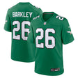 Philadelphia Eagles Saquon Barkley Kelly Green alternate game jersey featuring player number 26 and team logo.