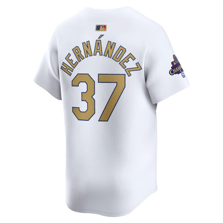 Los Angeles Dodgers Teoscar Hernandez Nike White 2025 Gold Collection Limited Jersey
