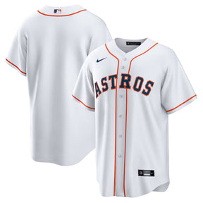 Houston Astros white Nike home replica jersey featuring team name and logo, perfect for fans and collectors.