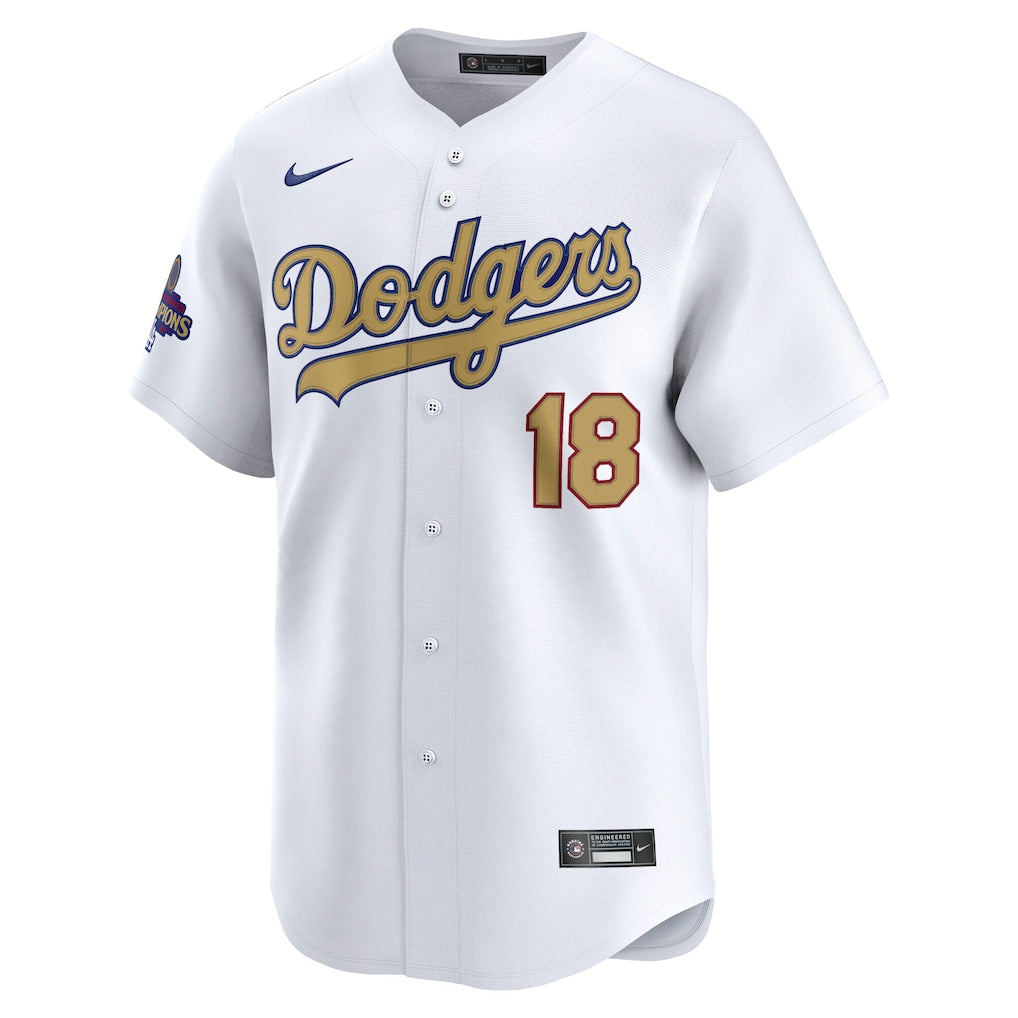 Los Angeles Dodgers Yoshinobu Yamamoto White 2025 Gold Collection Limited Jersey