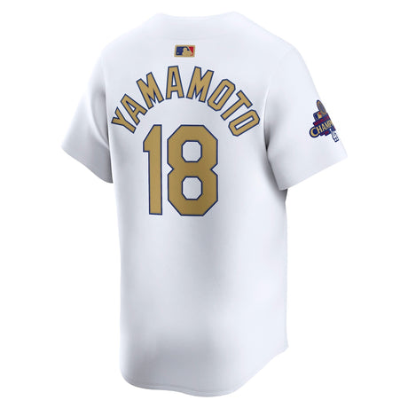 Los Angeles Dodgers Yoshinobu Yamamoto White 2025 Gold Collection Limited Jersey