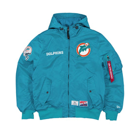Miami Dolphins Alpha Industries L - 2B Hooded Bomber Jacket - New Era - 