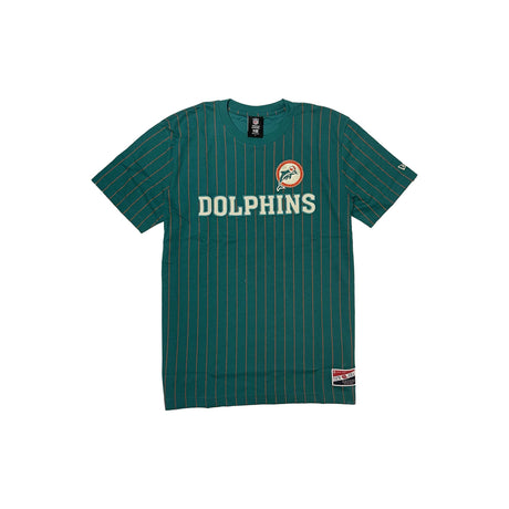 Miami Dolphins Aqua & Orange Pinstripe New Era Throwback T-Shirt - New Era - 