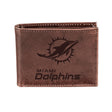 Miami Dolphins, Bi - Fold Wallet, Brown, CH, 100% Genuine Leather - EG Collective - 808412080043
