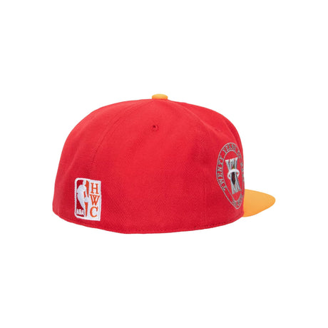 Miami Heat Red Hardwood Classics Team Side Fitted Hat - Mitchell & Ness - 31002325