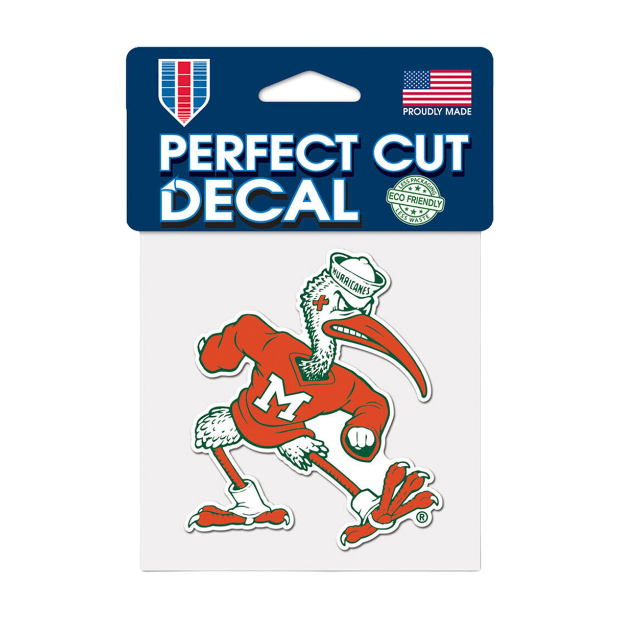 Miami Hurricanes Retro Sebastian Mascot Logo 4x4 Perfect Cut Decal - Wincraft - 3210635