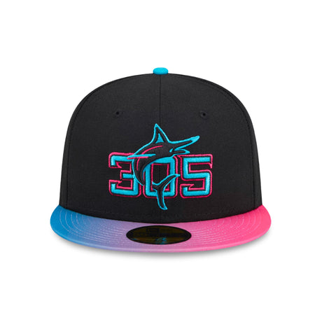 Miami Marlins 2025 City Connect Black 59FIFTY Fitted Hat - New Era - 23310841601
