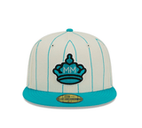 Miami Marlins Cream & Teal Pinstripe 59FIFTY Fitted Hat - New Era - 23710141601