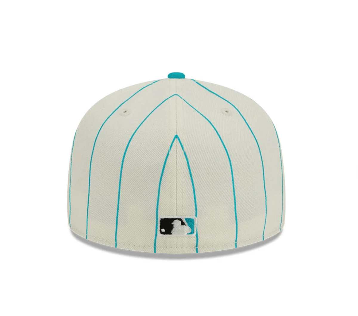 Miami Marlins Cream & Teal Pinstripe 59FIFTY Fitted Hat - New Era - 23710141601