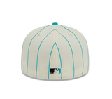 Miami Marlins Cream & Teal Pinstripe 59FIFTY Fitted Hat - New Era - 23710141601