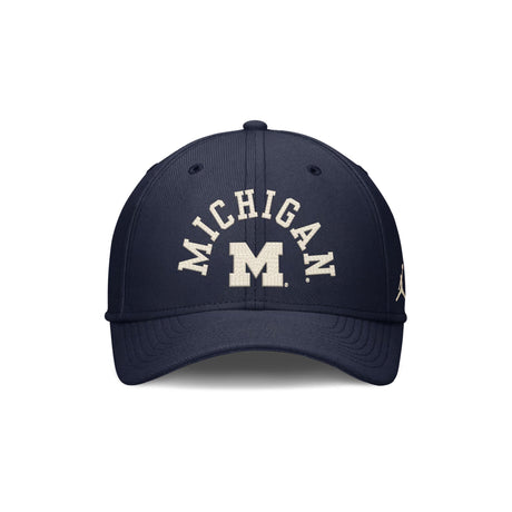 Michigan Wolverines Jordan Brand Campus Prep Chained and Arched Navy SwooshFlex Hat - Nike - 230530563701