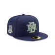 Milwaukee Brewers Cooperstown 40th Anniversary Side Patch Navy 59FIFTY Fitted Hat - New Era - 23860740601