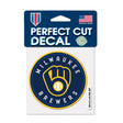 Milwaukee Brewers Glove Logo 4x4 Perfect Cut Decal - Wincraft - 3233406