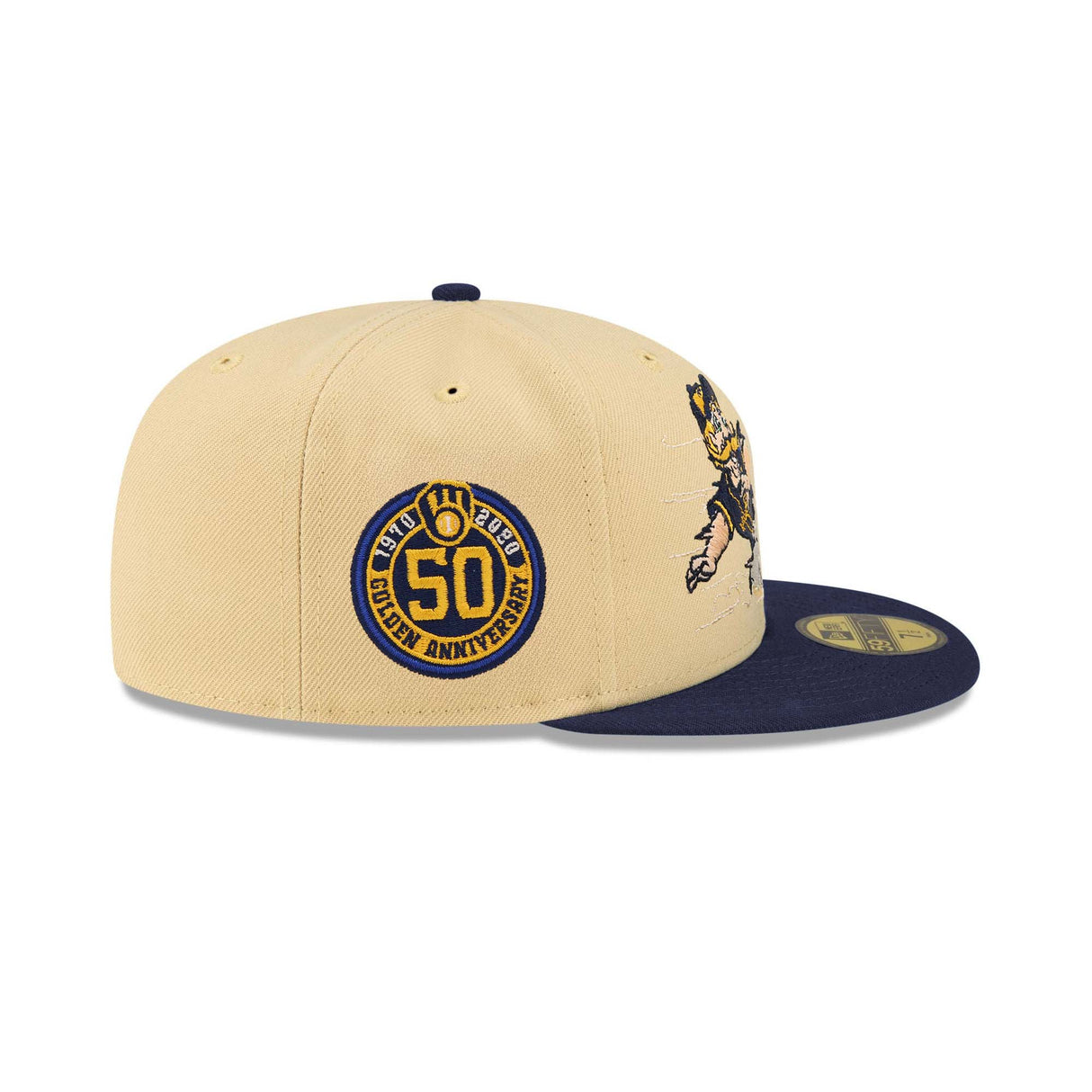 Milwaukee Brewers Mascot 50th Anniversary Patch 59FIFTY Fitted - Beige & Navy - New Era - 