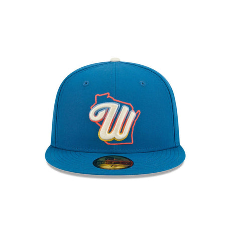 Milwaukee Brewers Wisconsin Outline Blue 59FIFTY Fitted Hat - New Era - 23311140602