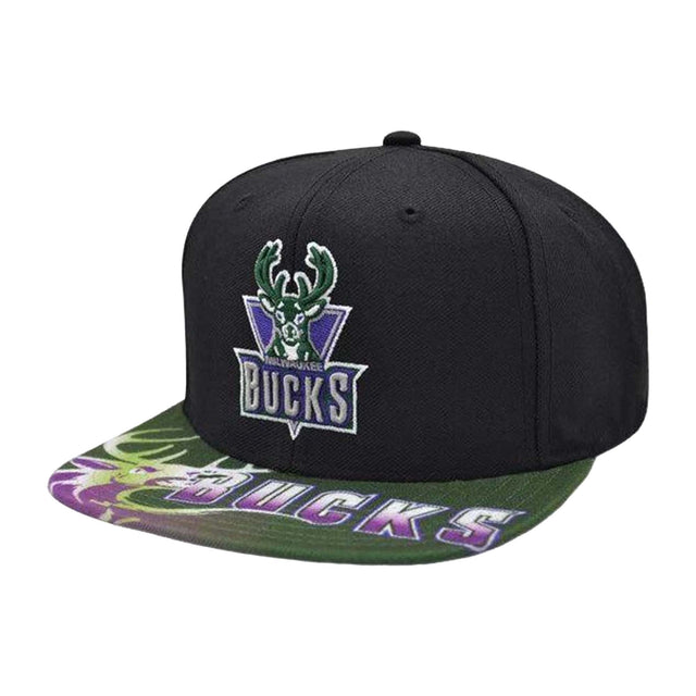Milwaukee Bucks Black/Green Snapback Hat - Mitchell & Ness - 