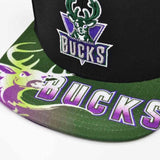 Milwaukee Bucks Black/Green Snapback Hat - Mitchell & Ness - 