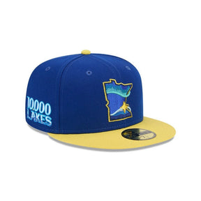 Minnesota Twins 10000 Lakes Blue & Yellow 59FIFTY Fitted Hat - New Era - 23310442802
