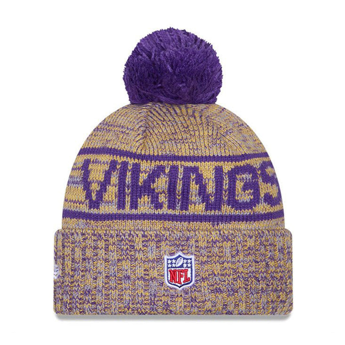Minnesota Vikings Script Pom Cuffed Knit Beanie - New Era - 238302131