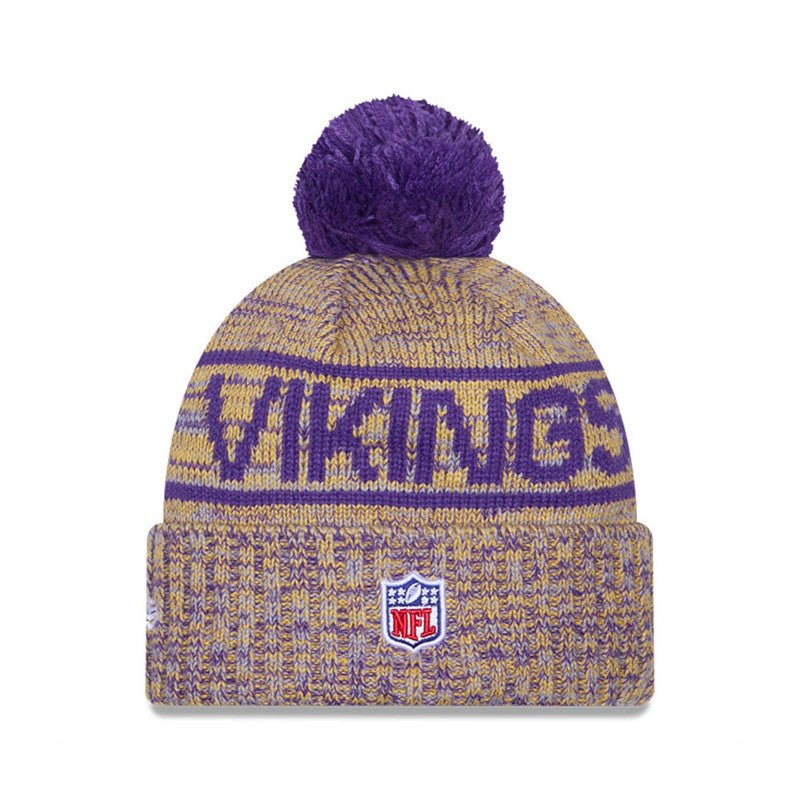 Minnesota Vikings Script Pom Cuffed Knit Beanie - New Era - 