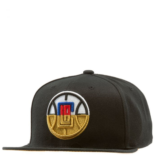 Mitchell & Ness LA Clippers Black/Gold Snapback Hat - Mitchell & Ness - 