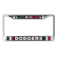 Front view of a Washington Nationals MLB license plate frame showcasing red team panels on a chrome frame with white background
