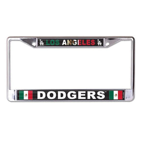 Front view of a Washington Nationals MLB license plate frame showcasing red team panels on a chrome frame with white background