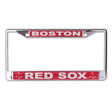 Front view of MLB Angels license plate frame showcasing red Angels and Baseball graphics on a white background