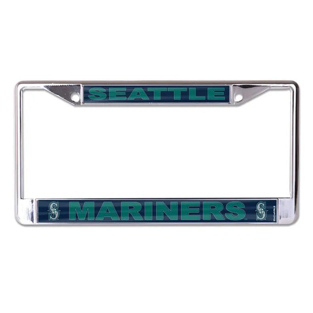 Front view of MLB license plate frame showcasing Pittsburgh Pirates lettering and logos on a chrome frame