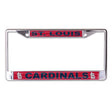 Front view of a Los Angeles Dodgers license plate frame showcasing team lettering and colors on a white background