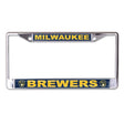 Front view of a Los Angeles Dodgers license plate frame with blue team branding on a white background
