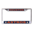 Front view of MLB license plate frame showcasing Chicago Cubs team graphics with white background