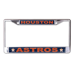 Front view of MLB license plate frame showcasing Chicago Cubs team graphics with white background