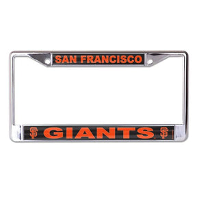Front view of MLB license plate frame showcasing Baltimore Orioles graphics with a white background