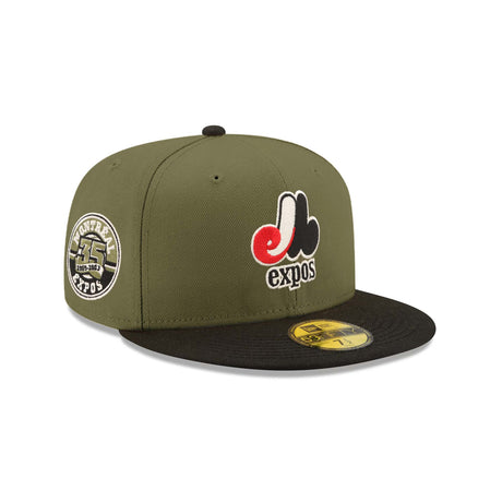 Montreal Expos 35th Anniversary Patch Olive & Black "Field Issue" 59FIFTY Fitted Hat - New Era - 