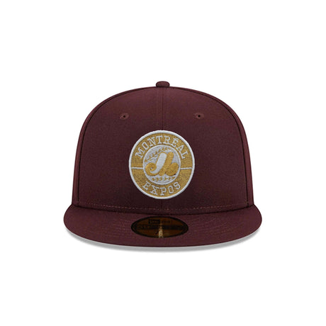 Montreal Expos Metallic Gold Logo Maroon 59FIFTY Fitted Hat - New Era - 23863843112