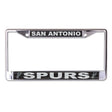 Front view of an NBA license plate frame showcasing San Antonio Spurs graphics and team lettering on a white background