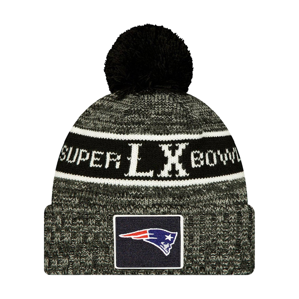 New England Patriots Black Super Bowl LX Cuffed Knit Beanie with Pom - New Era - 36030212204