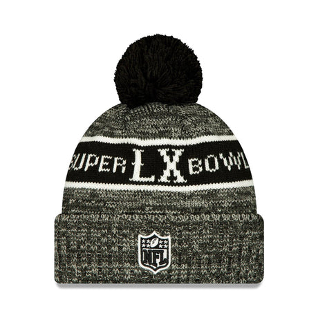 New England Patriots Black Super Bowl LX Cuffed Knit Beanie with Pom - New Era - 36030212204