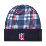 New England Patriots Navy Plaid Statement Beanie Cuffed Knit Hat - New Era - 237012201