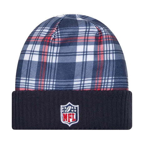 New England Patriots Navy Plaid Statement Beanie Cuffed Knit Hat - New Era - 237012201