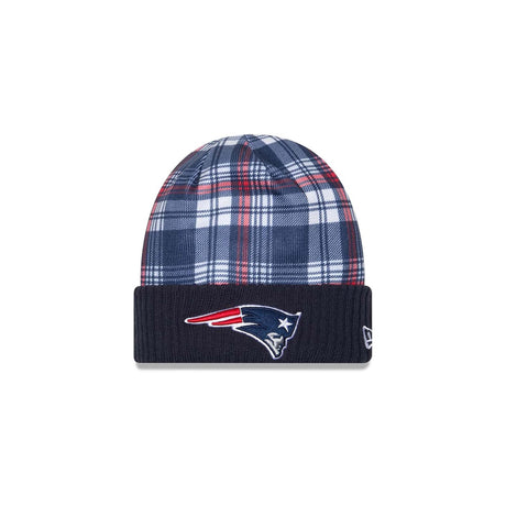 New England Patriots Navy Plaid Statement Beanie Cuffed Knit Hat - New Era - 